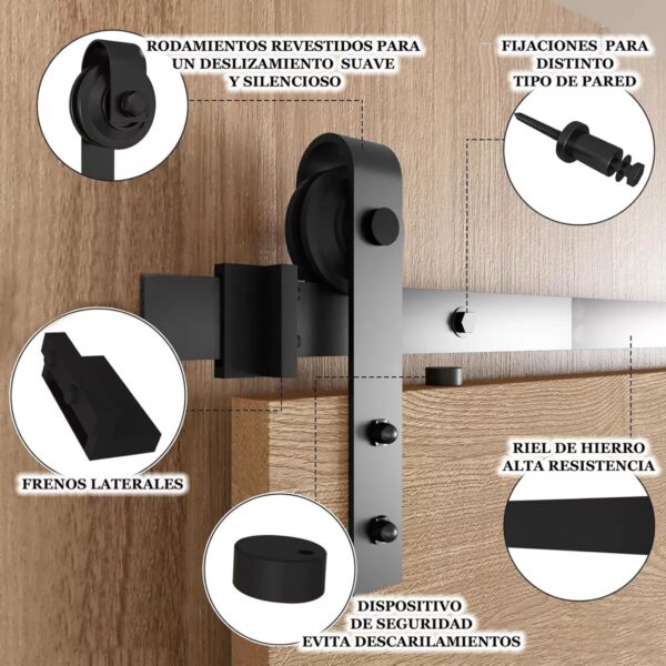 Kit completo sistema Corredizo rustico (Tipo Granero) - Imagen 2