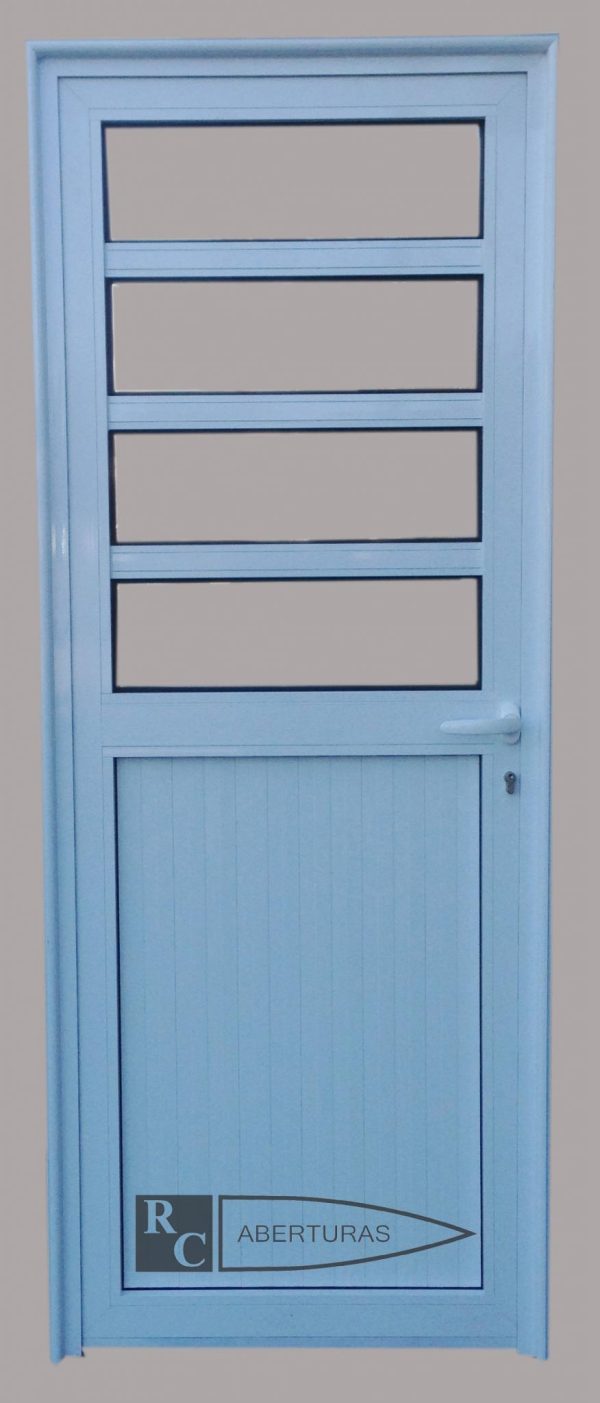 Puerta en aluminio (Mitad tablilla con cristales Horizontales) - Imagen 2