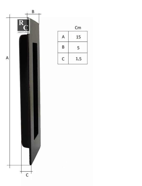 Cubeta, tirador de embutir Rectangular color Negro 15 cm - Imagen 2