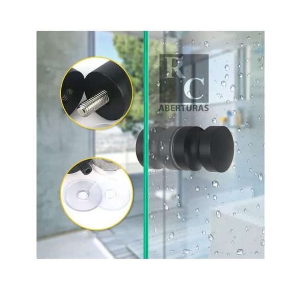 Tirador Doble para mampara o blindex, Negro Mate - Imagen 3