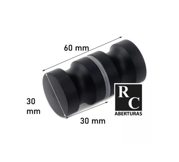 Tirador Doble para mampara o blindex, Negro Mate - Imagen 2